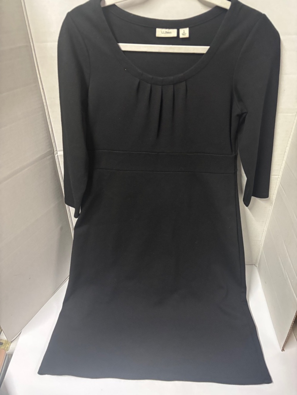 L.L. Bean Black Long-Sleeve Scoop Neck Dress